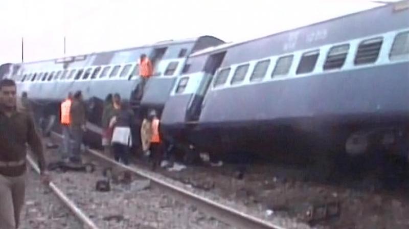 The derailed cochaes of Ajmer-Sealdah express. (Photo: ANI Twitter)