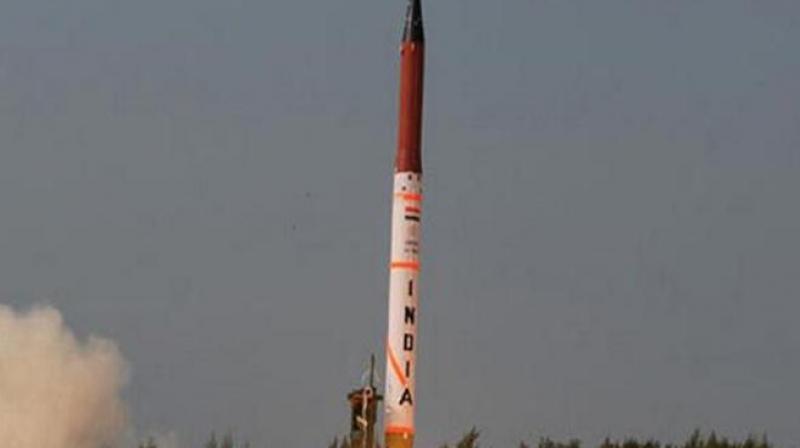 Agni-5, a 5,000-km range intercontinental ballistic missile (ICBM) is widely regarded as a strategic missile targeted at China. (Photo: PTI)