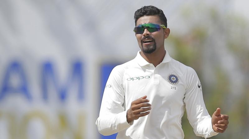 Ravindra Jadeja also showed the demonic side of his game, when he hurled the ball at Sri Lankan batsman Dimuth Karunaratne while fielding off his own bowling, an action that was deemed dangerous by the ICC Elite Panel of Umpires. (Photo: AP)