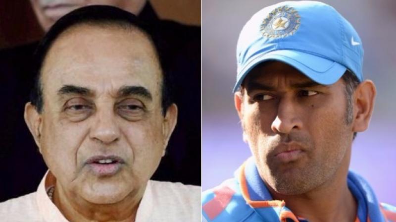 While there is an ongoing debate on the issue around the nation over MS Dhonis T20 future, BJP MP Subramanian Swamy also made sure he expressed his views. (Photo: PTI/AFP)