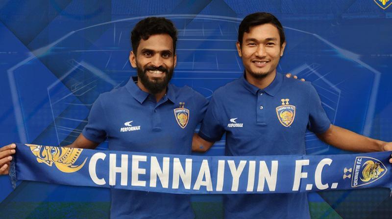 ISL team Chennaiyin FC Thursday announced the signing of forward C K Vineeth and winger Halicharan Narzary from Kerala Blasters on loan deals till the end of the ongoing season. (Photo: Twitter / Chennaiyin FC)