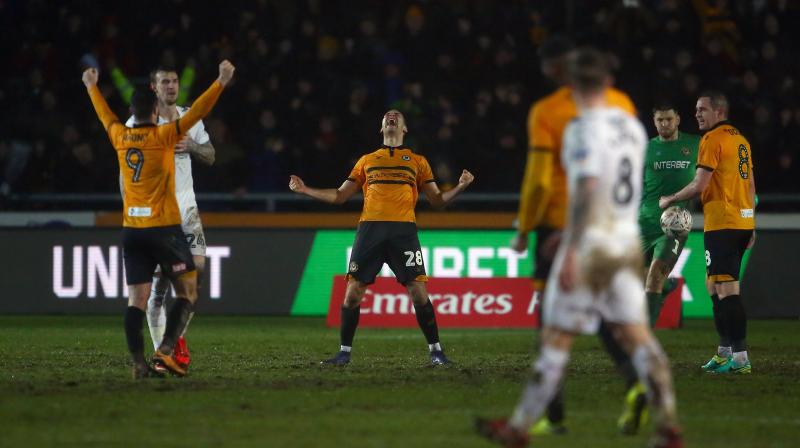 Fourth-tier Newport County pulled off another FA Cup shock by beating Championship side Middlesbrough 2-0 in a fourth-round replay on Tuesday to set up a dream tie with Manchester City. (Photo: AFP)