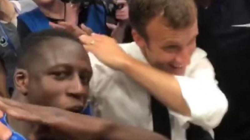 Macron, who used to play left-back in university football teams, had met the squad before they left for the competition, urging them to return home with the famous golden World Cup trophy.(Photo: Screengrab)
