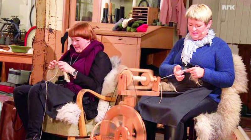 A 13-hour broadcast called National Knitting Night opened with scenes of shearing sheep and closed with people knitting sweaters.