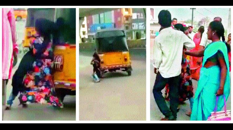 A CCTV grab shows the woman entering the auto, being dragged and the public consoling her. 	 DC