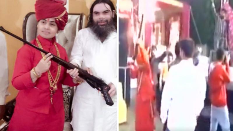 Sadhvi Deva Thakur is popular in the state for her lifestyle and fondness for guns. (Photo: YouTube videograb)