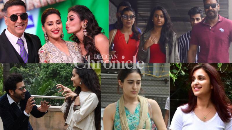 Akshay-Mouni meet Madhuri, Stree team together, Devgns lunch, others clicked