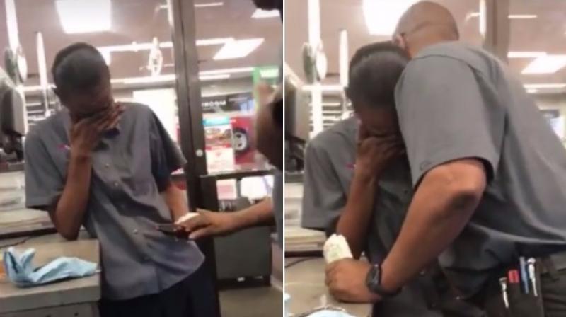 The video was posted by her colleague Eric Amos and has now gone viral with over 21,000 shares and two million views. (Photo: Facebook/EricAmos)
