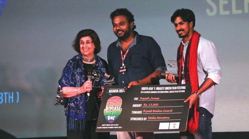 Rajesh James, a  professor in English, was adjudged Emerging Film Maker at the Kashish Mumbai International Queer Film Festival, where his film, Naked Wheels, bagged the award for the best documentary.