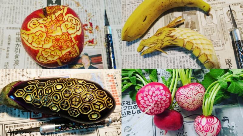 Japanese artist carves food into unbelievable designs