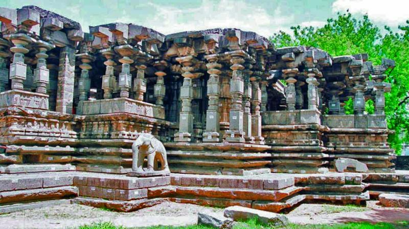 The Thousand Pillar temple at Warangal.