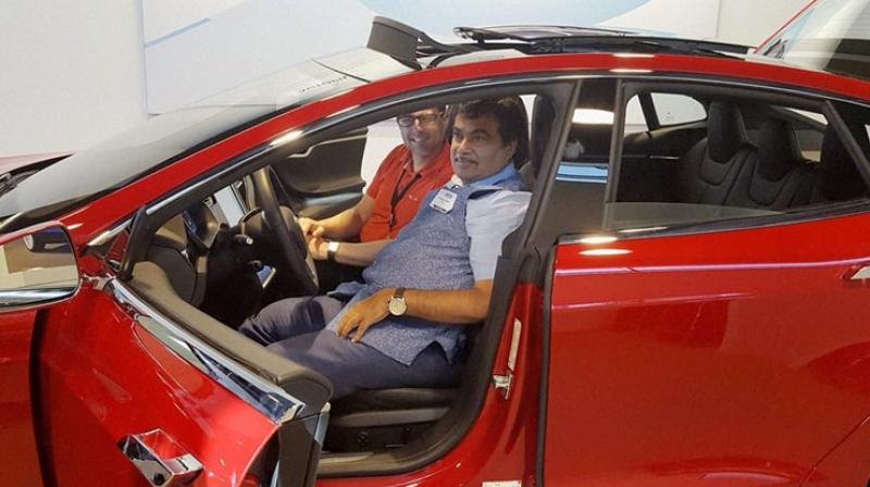 Nitin Gadkari visited Teslas elctric car making unit in San Franciscon in 2016. (Photo: Representational/PTI)
