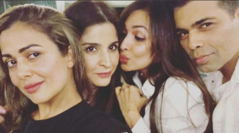 Malaika Arora, Amrita Arora, Karan Johar at Maheep Kapoors birthday party. (Image courtesy: Instagram)