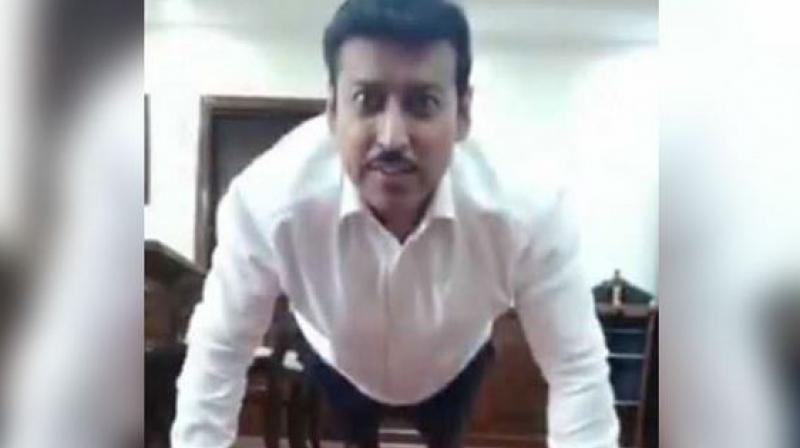 Union Minister Rajyavardhan Singh Rathore posted the video to urge everyone to shoot a video of their fitness mantra and share it. (Twitter Screengrab | @Ra_THORe)