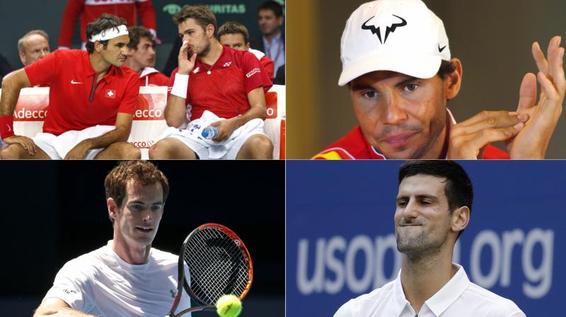 The big five of tennis  Roger Federer and Stanislas Wawrinka (Switzerland), Rafael Nadal (Spain), Andy Murray (England) and Novak Djokovic (Serbia) are all missing from this weeks first round of Davis Cup. (Photo: AP / PTI)