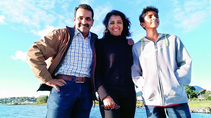 Chef Mandaar Sukhtankar with his wife Meenakshi and his son Aditya