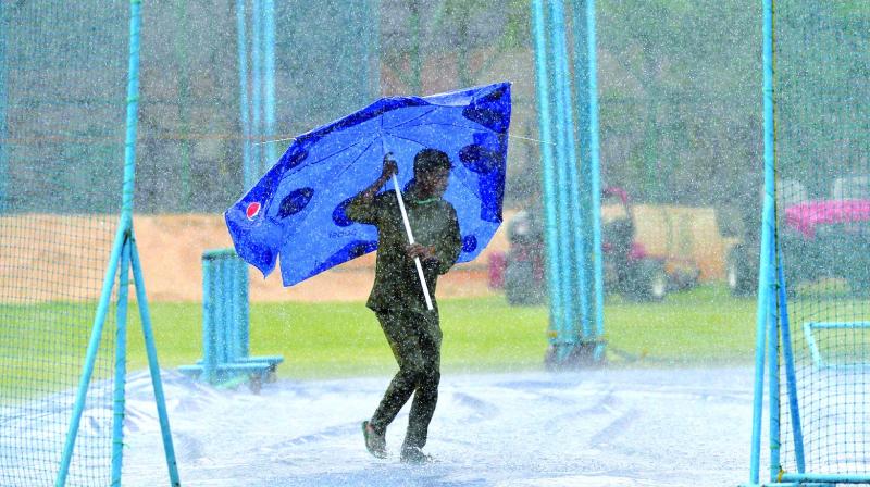 Afghanistans training session on Wednesday was disrupted by heavy rain.	 (Photo:AFP)