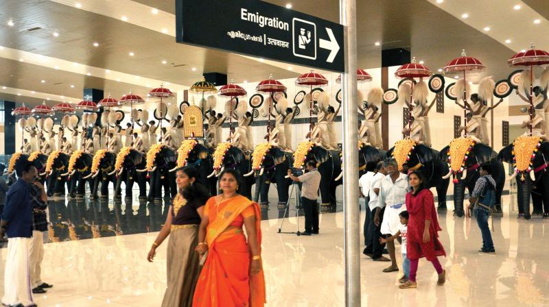 Visitors at the new international terminal at Cochin International Airport on Friday. (Photo: DC)