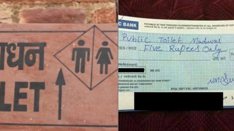 The cheque had Public Toilet Madurai written on it (Photo: Facebook)
