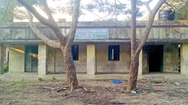 Adi Dravidar higher secondary school, which suffered damage during Moulivakkam building crash in 2014, remains in shambles. (Photo: DC)