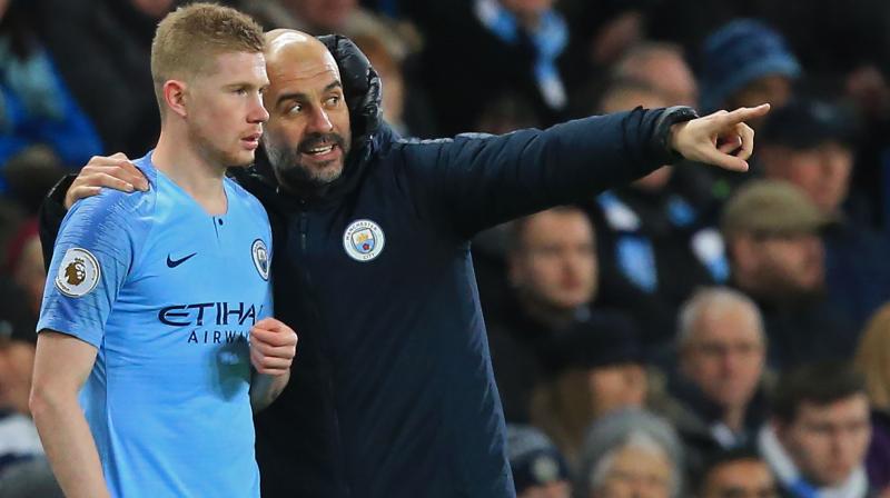 Guardiola declined to go into specifics about De Bruynes reaction to being substituted against Burton, pointing out, instead, that the squads depth presented him with numerous problems. (Photo: AFP)