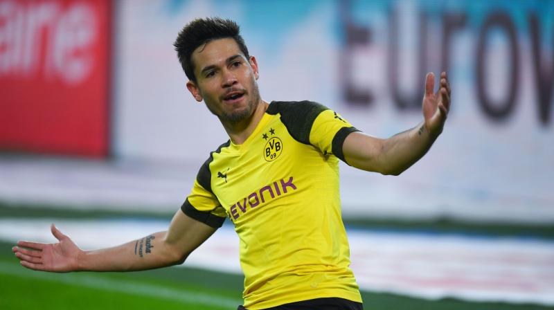 Achraf Hakimi, on loan from Real Madrid, Reus, Mario Goetze and Raphael Guerreiro scored Dortmunds goals to keep them on course for their first Bundesliga title since 2012. (Photo: AFP)