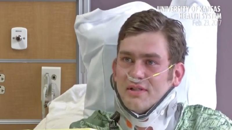 24-year-old Ian Grillot waas hospitalised after being shot through his arm and chest. (Photo: The Kansas City Star)