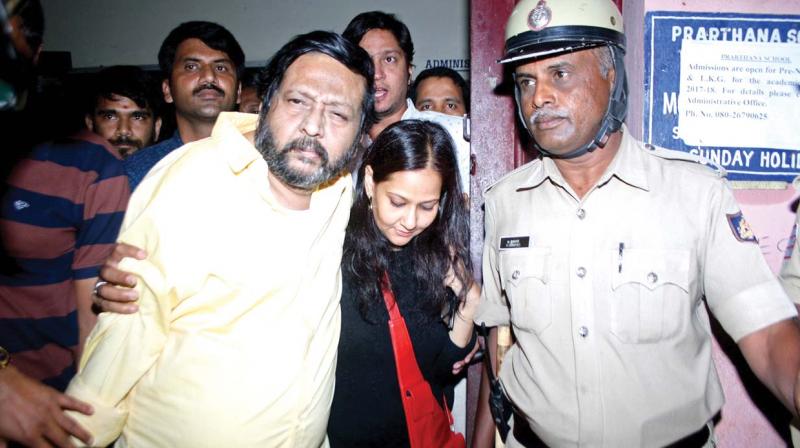 A file photo of Ravi Belagere taken into custody by the police. (Photo: DC)