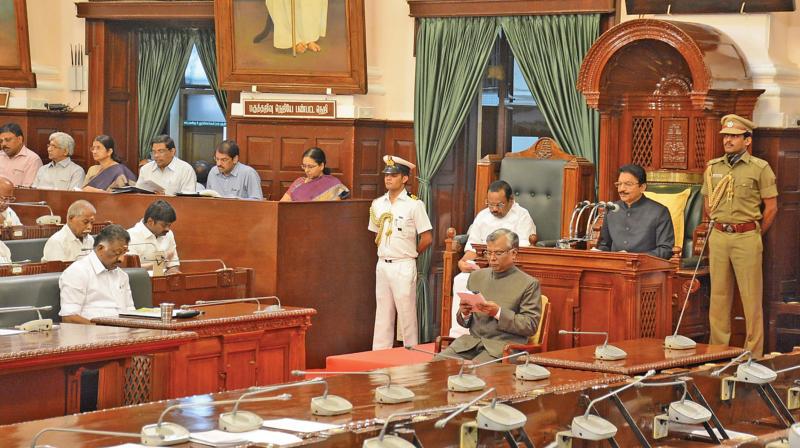 Governor Ch. Vidyasagar Rao addressing the Assembly on Monday.