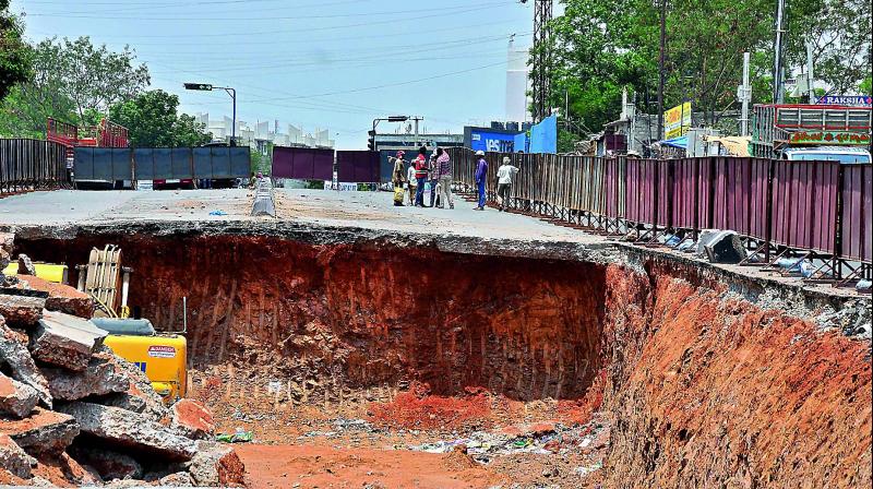 The under construction subway site in which a biker fell and died on Sunday midnight. (Photo: DC)