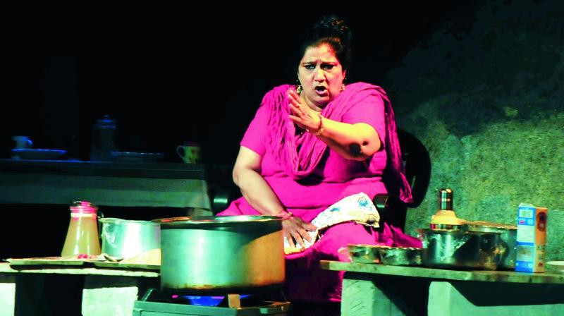 PLAYING IT OUT: Seema Pahwa during the play Saag Meat