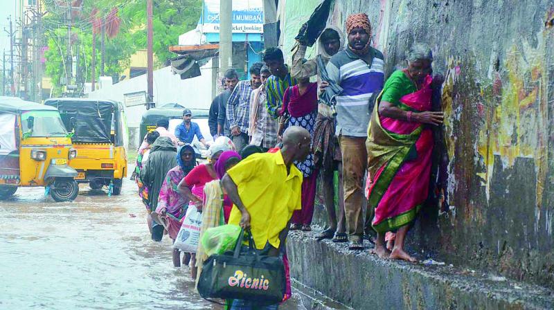 Rail passengers had a tough time following rains in Nellore on Monday.