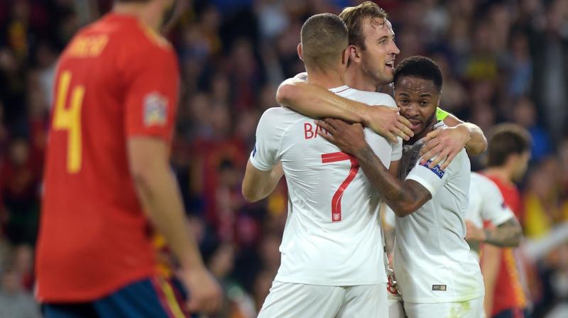 Sterling ended his three-year scoring drought with England with goals on each side of Rashfords strike before the break, leading England to its first win in Spain since 1987. (Photo: AFP)