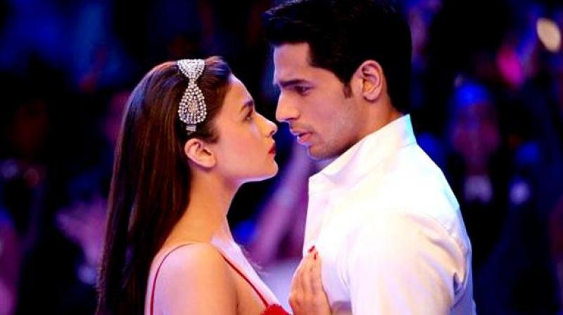 Alia Bhatt and Sidharth Malhotra in a scene from their debut film Student of the Year.