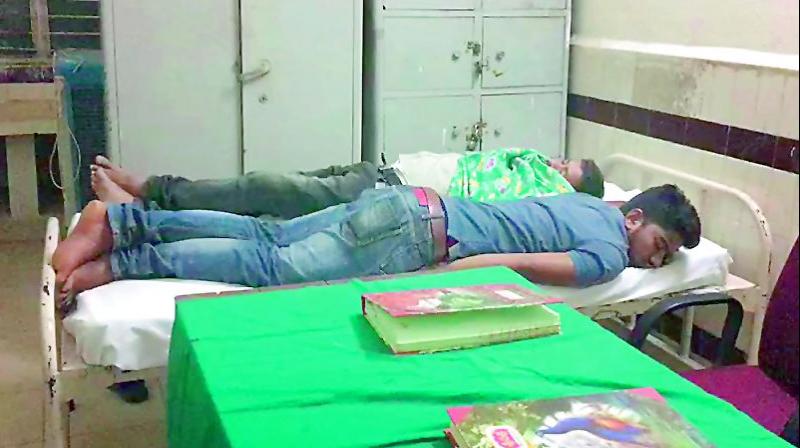 Warangal: MGM Hospital employees on duty found sleeping early on Thursday morning  during duty hours. (Photo: DC)