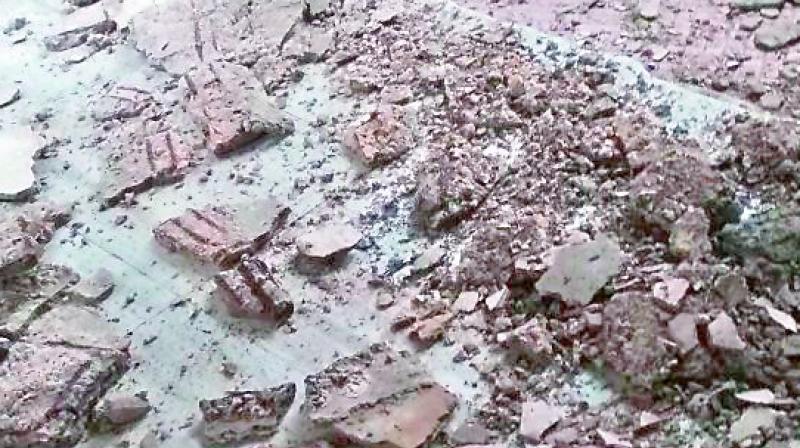 The roof of Osmania General Hospital that collapsed on Monday. (Photo: DC)