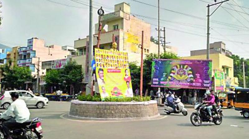 A Telugu Desam hoarding at Annarao Circle in Tirupati on Saturday. (Photo: DC)