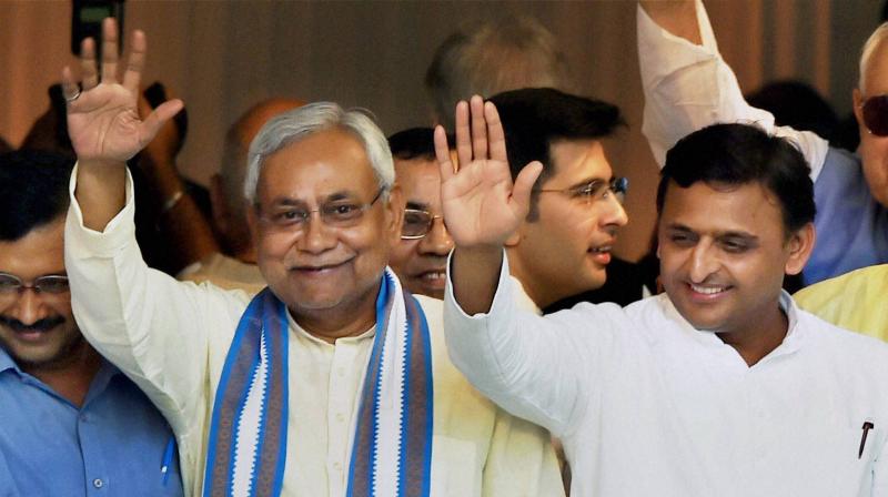 Nitish Kumar is known to be fond of UP CM Akhilesh Yadav. (Photo: PTI)