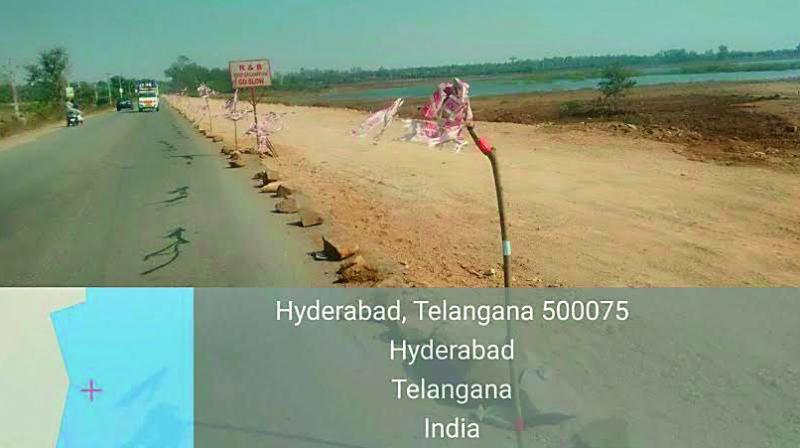 An image with location data shows the new road being constructed along the Osmansagar  Photo via Omim Maneckshaw Debara
