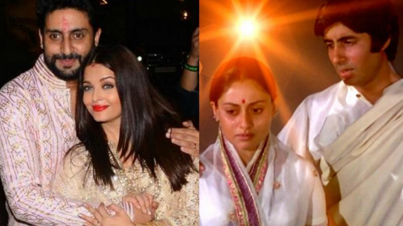 Abhishek and Aishwarya Bachchan, Amitabh and Jaya Bachchan.