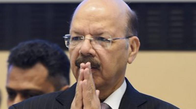 Chief Election Commissioner Nasim Zaidi during a press conference on EVM Challenge at Vigyan Bhawan in New Delhi on Saturday. (Photo: PTI)