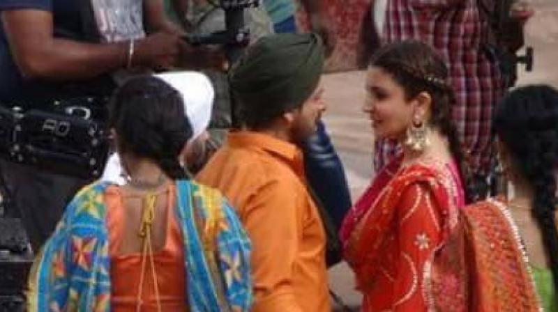 Shah Rukh and Anushka during the shoot of the song in Punjab