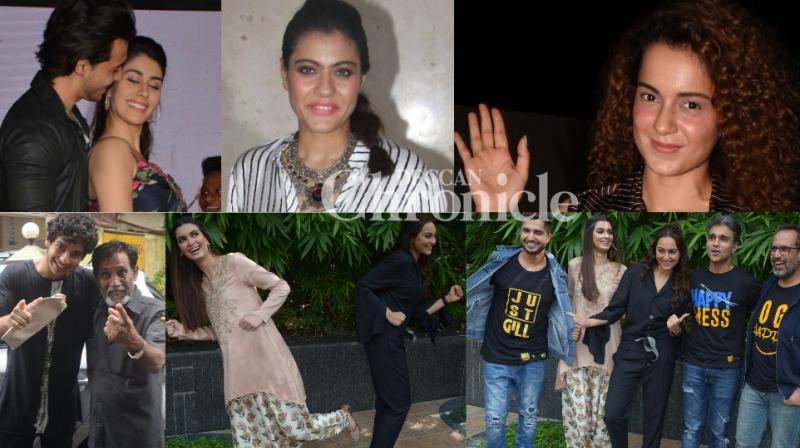 Kajol launches song, Happy, Loveratri teams promote films, others snapped