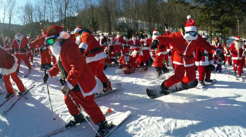 The 18th annual Santa event takes place at Sunday River ski resort in western Maine. (Photo: AP)