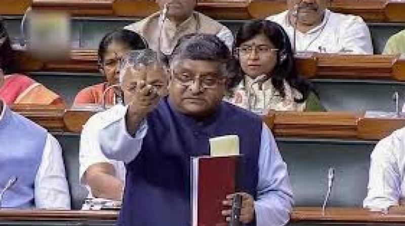 Speaking in Lok Sabha before moving the resolution, Law Minister Ravi Shankar Prasad said the triple talaq bill, which seeks imprisonment for Muslim men accused of instant divorce, is not about politics but empowerment and justice for women. (Photo: File | Screengrab LSTV)