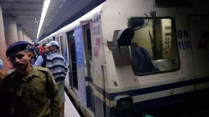 Smoke was seen coming out of the Dum Dum-bound metro rake soon after it left the Maidan station. (Photo: ANI)