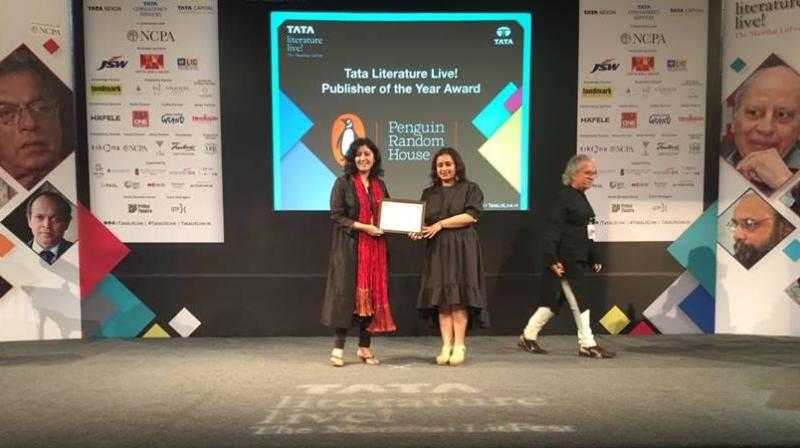 Penguin Random House India being awarded the Tata Literature Live! Publisher of the Year.