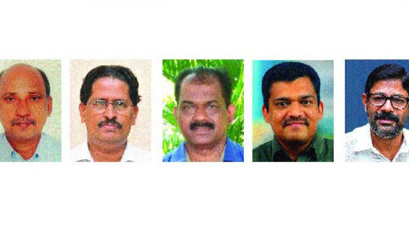(From left) Dr D. Rajan, PH Muhammad Ismail, P.K. Vijayakumar, Roshan Roy Mathew, T.R. Anilkumar- the newly appointed PSC members.