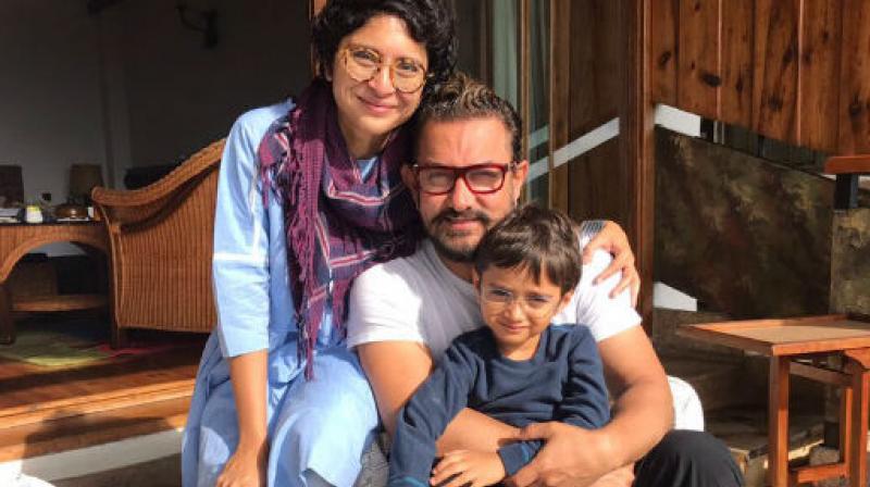 Aamir Khan, his wife Kiran Rao and son Azad.