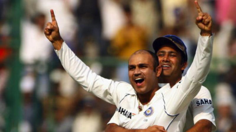 Kumble was the captain when Sehwag scored his second triple ton. (Photo: AFP)